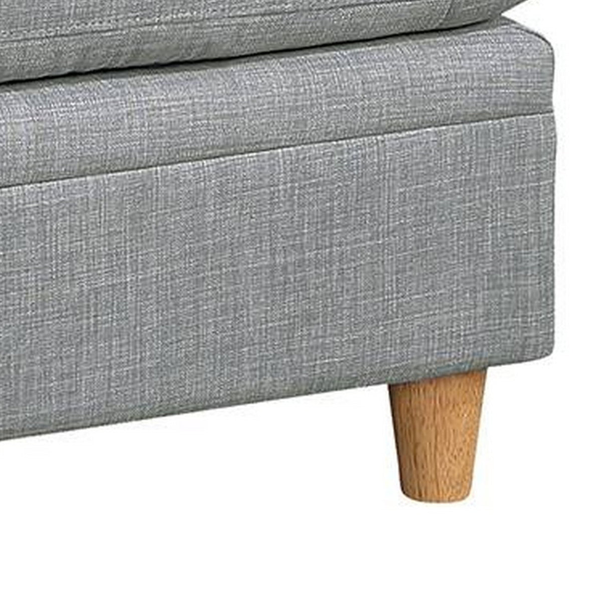 Gimy 37 Inch Ottoman, Cushioned Seat, Gray Dorris Upholstery, Solid Wood - BM314411