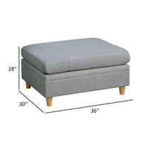 Gimy 37 Inch Ottoman, Cushioned Seat, Gray Dorris Upholstery, Solid Wood - BM314411