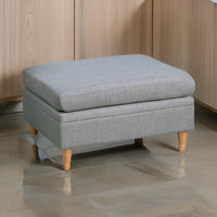 Gimy 37 Inch Ottoman, Cushioned Seat, Gray Dorris Upholstery, Solid Wood - BM314411