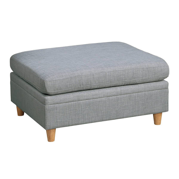 Gimy 37 Inch Ottoman, Cushioned Seat, Gray Dorris Upholstery, Solid Wood - BM314411