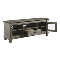 Rome 64 Inch TV Media Entertainment Console, Brown and Gray, Solid Wood - BM314413