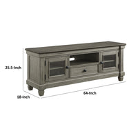 Rome 64 Inch TV Media Entertainment Console, Brown and Gray, Solid Wood - BM314413