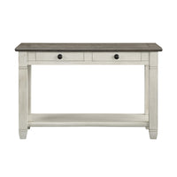 Rome 48 Inch Sofa Table, Rectangular, 2 Drawers, White, Brown, Solid Wood - BM314416