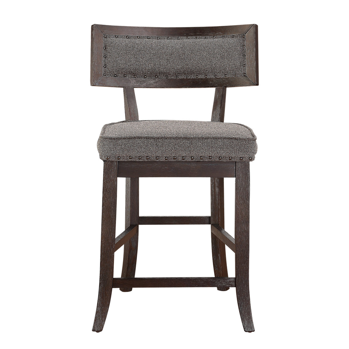 Shan 25 Inch Counter Height Chair, Nailhead Trim, Brown Wood, Set of 2 - BM314420