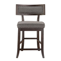 Shan 25 Inch Counter Height Chair, Nailhead Trim, Brown Wood, Set of 2 - BM314420