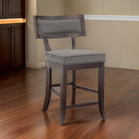 Shan 25 Inch Counter Height Chair, Nailhead Trim, Brown Wood, Set of 2 - BM314420