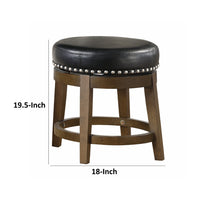 Bara 20 Inch Swivel Dining Stool, Round Faux Leather, Brown, Set of 2 - BM314421