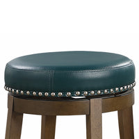 Bara 20 Inch Swivel Dining Stool, Green Round Faux Leather, Set of 2 - BM314422