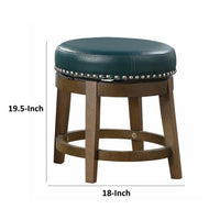 Bara 20 Inch Swivel Dining Stool, Green Round Faux Leather, Set of 2 - BM314422