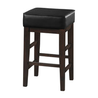 Vin 26 Inch Counter Height Stool, Black Faux Leather Seat, Dark Brown, Set of 2 - BM314434