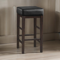 Vin 31 Inch Bar Height Stool, Black Faux Leather Seat, Dark Brown, Set of 2 - BM314435