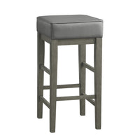 Vin 31 Inch Counter Height Stool, Gray Faux Leather Seat, Wood, Set of 2 - BM314436