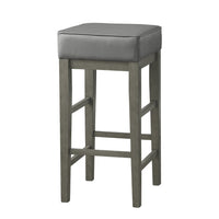 Vin 31 Inch Counter Height Stool, Gray Faux Leather Seat, Wood, Set of 2 - BM314436