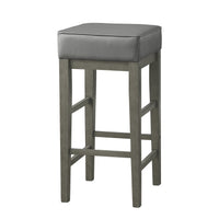 Vin 31 Inch Counter Height Stool, Gray Faux Leather Seat, Wood, Set of 2 - BM314436