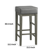 Vin 31 Inch Counter Height Stool, Gray Faux Leather Seat, Wood, Set of 2 - BM314436