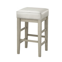 Vin 26 Inch Counter Height Stool, White Faux Leather Seat, Wood, Set of 2 - BM314437