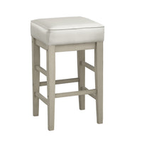 Vin 26 Inch Counter Height Stool, White Faux Leather Seat, Wood, Set of 2 - BM314437