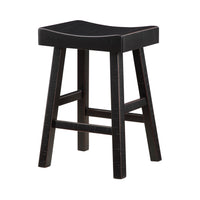 Casy 25 Inch Counter Height Stool, Saddle Seat, Black Rubberwood, Set of 2 - BM314438