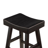 Casy 25 Inch Counter Height Stool, Saddle Seat, Black Rubberwood, Set of 2 - BM314438