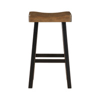 Casy 25 Inch Counter Height Stool, Brown Saddle Seat, Black, Set of 2 - BM314439