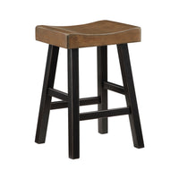 Casy 25 Inch Counter Height Stool, Brown Saddle Seat, Black, Set of 2 - BM314439