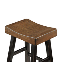 Casy 25 Inch Counter Height Stool, Brown Saddle Seat, Black, Set of 2 - BM314439