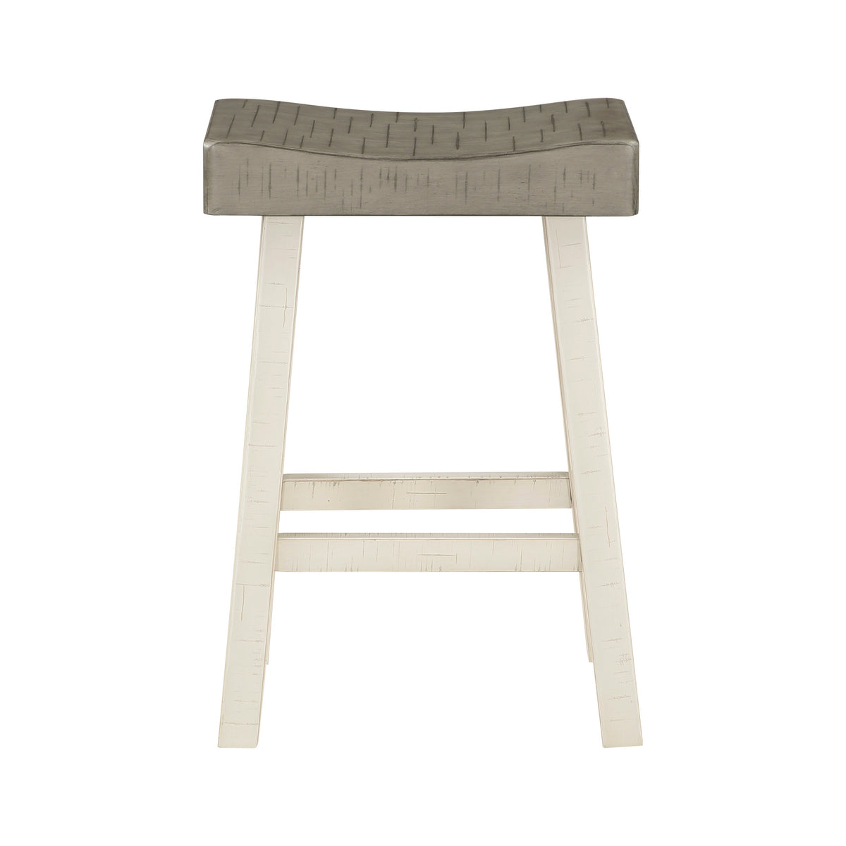 Casy 25 Inch Counter Height Stool, Saddle Seat, White Rubberwood, Set of 2 - BM314440