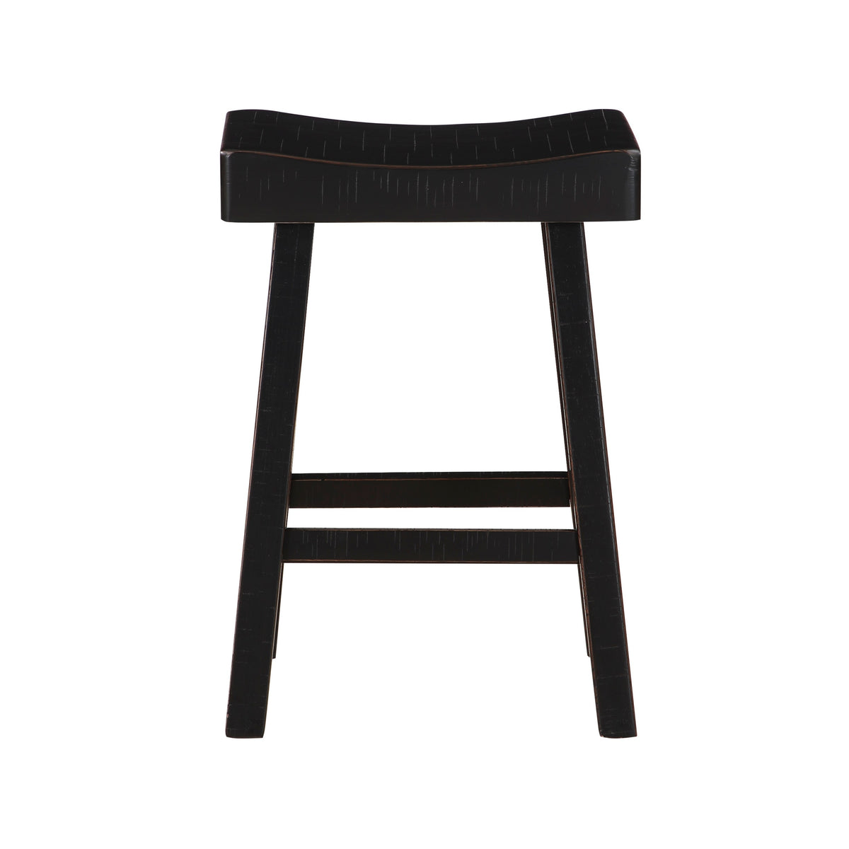 Casy 30 Inch Bar Height Stool, Saddle Seat, Black Rubberwood, Set of 2 - BM314441