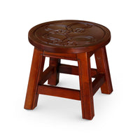 Sidi 11 Inch Step Stool Footrest, Wood Butterfly Print, Round, Cherry - BM314447