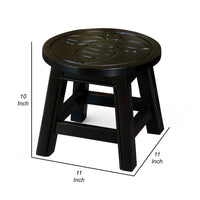 Sidi 11 Inch Step Stool Footrest, Wood Queen Bee Print, Round, Dark Brown - BM314449