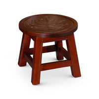 Sidi 11 Inch Step Stool Footrest, Wood Maple Leaf Print, Round, Cherry - BM314451