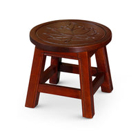 Sidi 11 Inch Step Stool Footrest, Wood Maple Leaf Print, Round, Cherry - BM314451