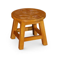 Sidi 11 Inch Step Stool Footrest, Wood Butterfly Print, Round, Natural - BM314452