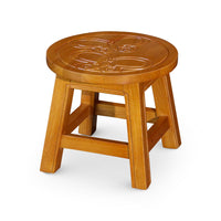 Sidi 11 Inch Step Stool Footrest, Wood Butterfly Print, Round, Natural - BM314452