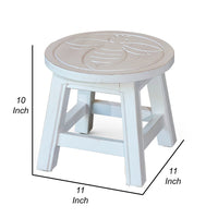 Sidi 11 Inch Step Stool Footrest, Wood Queen Bee Print, Round, White - BM314456