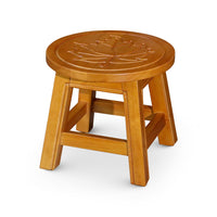 Sidi 11 Inch Step Stool Footrest, Wood Maple Leaf Print, Round, Brown - BM314457