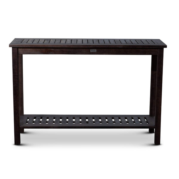 Ani 48 Inch Console Table, 2 Shelves, Slatted Design, Eucalyptus Espresso - BM314458