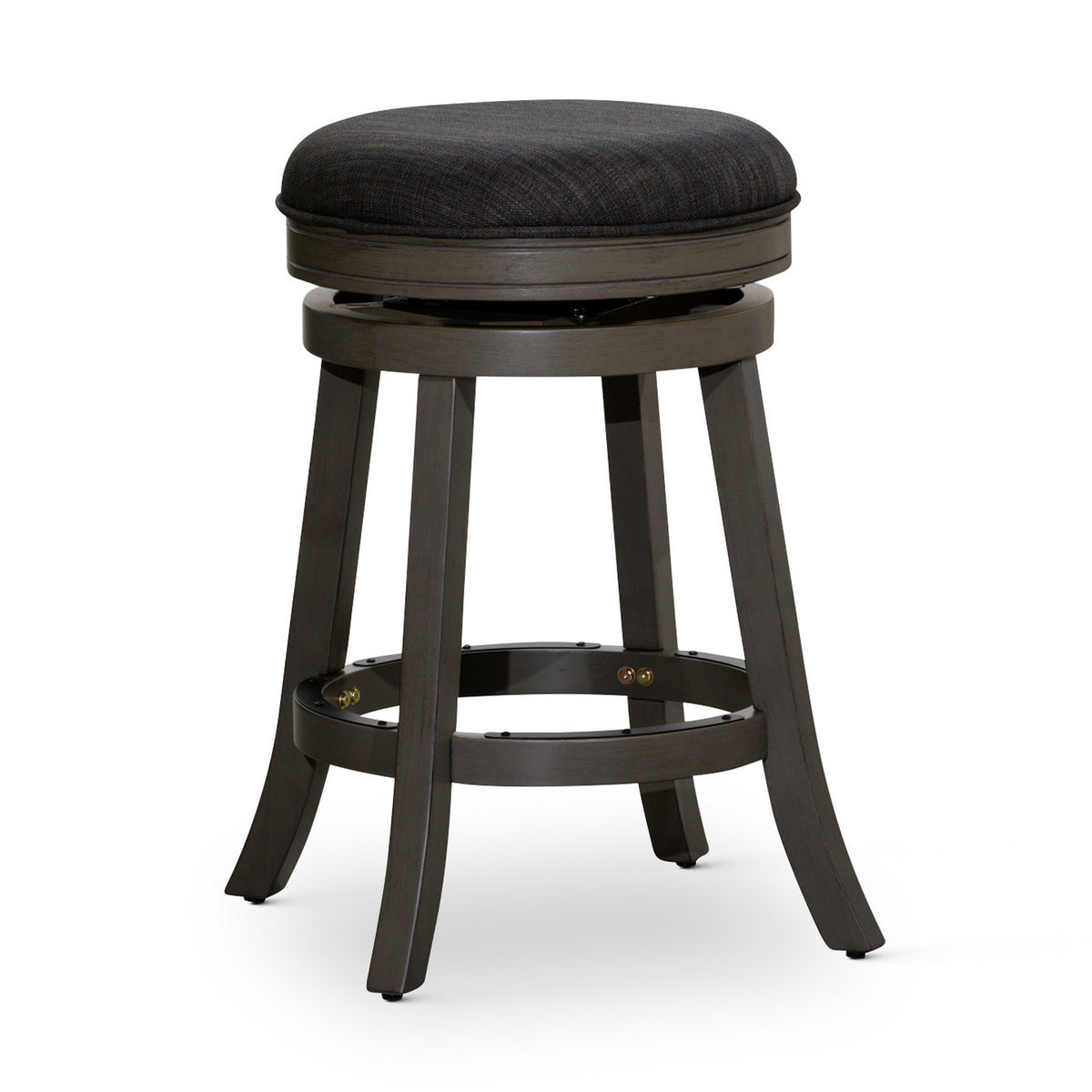 Opi 24 Inch Swivel Counter Stool, Cushioned, Weathered Gray, Charcoal - BM314460