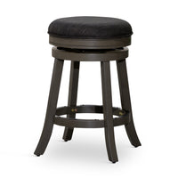 Opi 24 Inch Swivel Counter Stool, Cushioned, Weathered Gray, Charcoal - BM314460