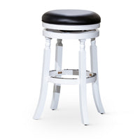 Opi 30 Inch Swivel Barstool, Round Cushioned Seat, White Finish, Black - BM314461