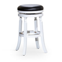 Opi 30 Inch Swivel Barstool, Round Cushioned Seat, White Finish, Black - BM314461