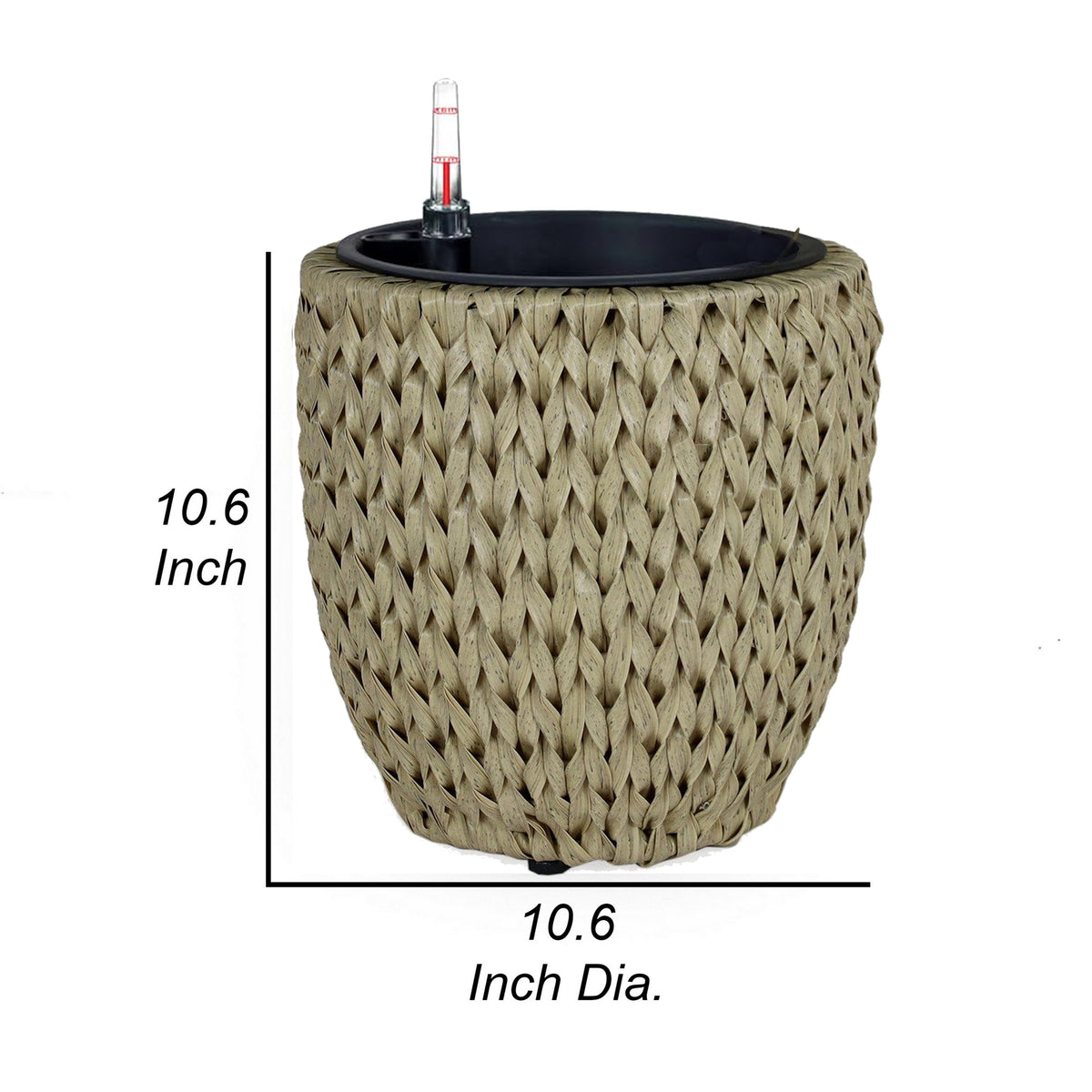 Wiki 11 Inch Self Watering Planter, Handwoven Rattan Wicker, Beige - BM314465