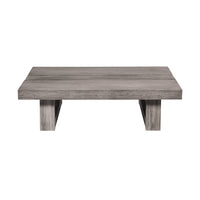 Hida 33 Inch Outdoor Patio Coffee Table, Grooved Top, Gray Eucalyptus Wood - BM314482