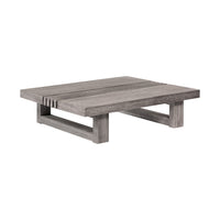 Hida 33 Inch Outdoor Patio Coffee Table, Grooved Top, Gray Eucalyptus Wood - BM314482