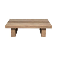 Hida 33 Inch Outdoor Patio Coffee Table, Grooved Top, Brown Eucalyptus Wood - BM314483