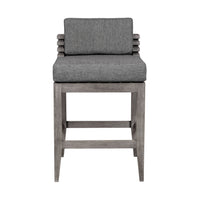 Hida 28 Inch Outdoor Patio Counter Stool Chair, Gray, Olefin Cushions - BM314484