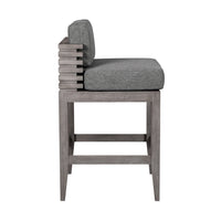 Hida 28 Inch Outdoor Patio Counter Stool Chair, Gray, Olefin Cushions - BM314484