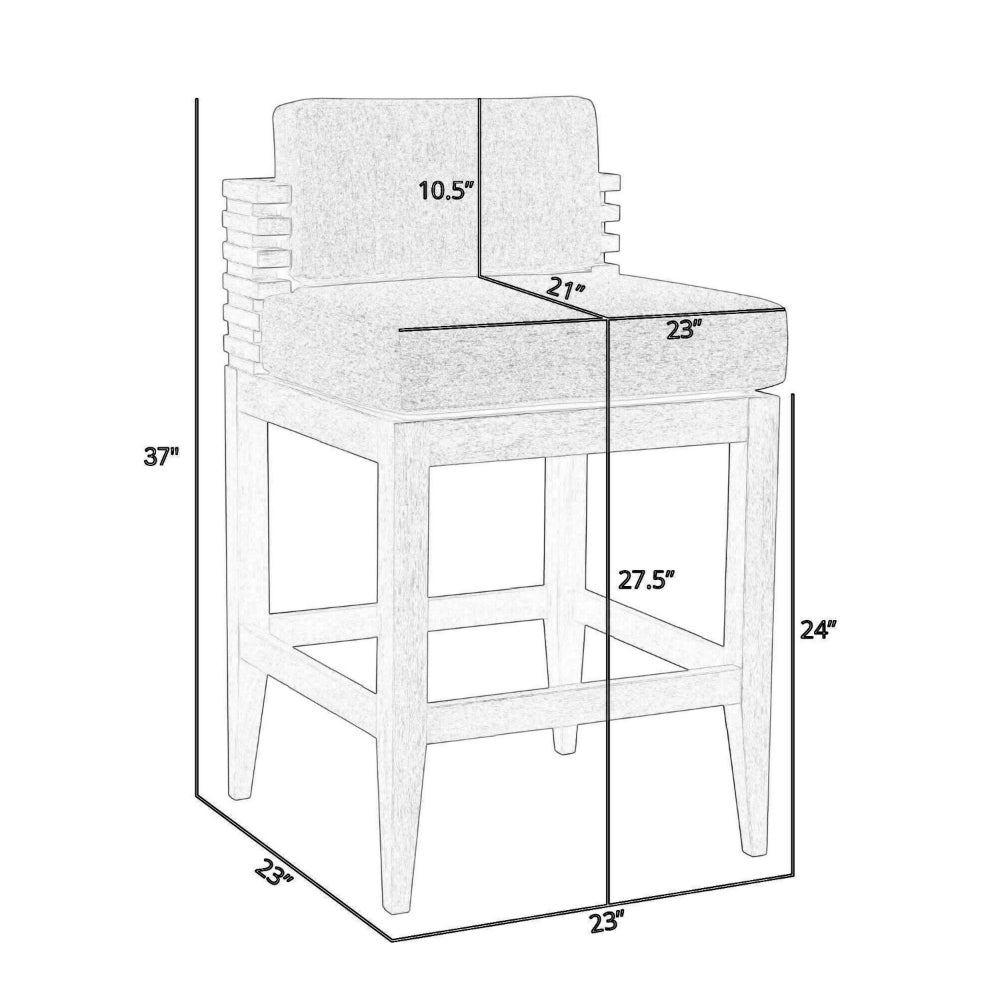 Hida 28 Inch Outdoor Patio Counter Stool Chair, Gray, Olefin Cushions - BM314484