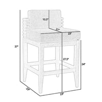 Hida 28 Inch Outdoor Patio Counter Stool Chair, Gray, Olefin Cushions - BM314484