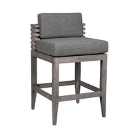 Hida 28 Inch Outdoor Patio Counter Stool Chair, Gray, Olefin Cushions - BM314484